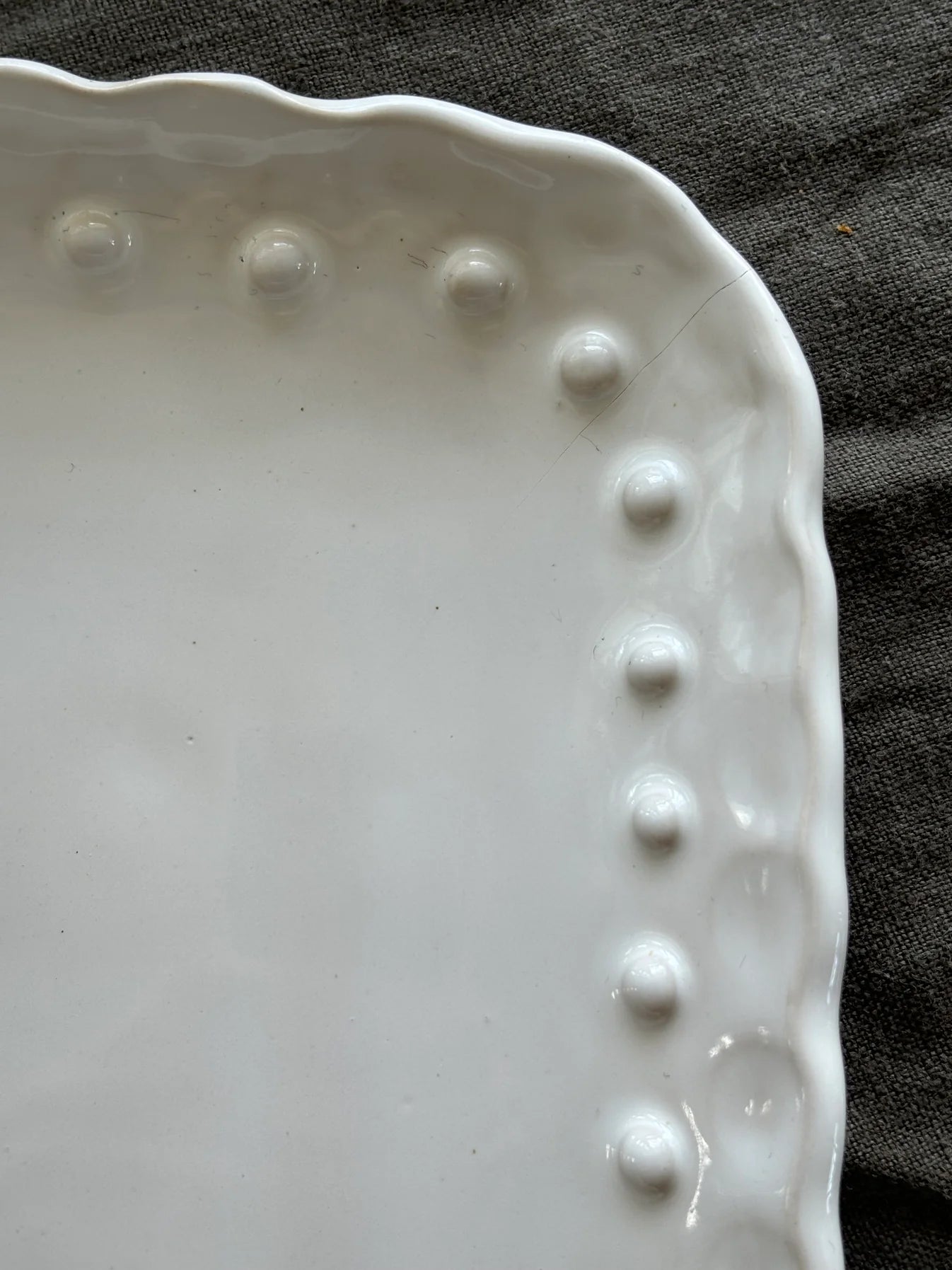 Beaded Platter – White