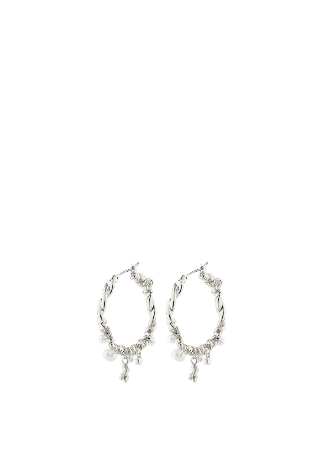 Ana Pearl & Crystal Hoop Earrings - Silver Plated