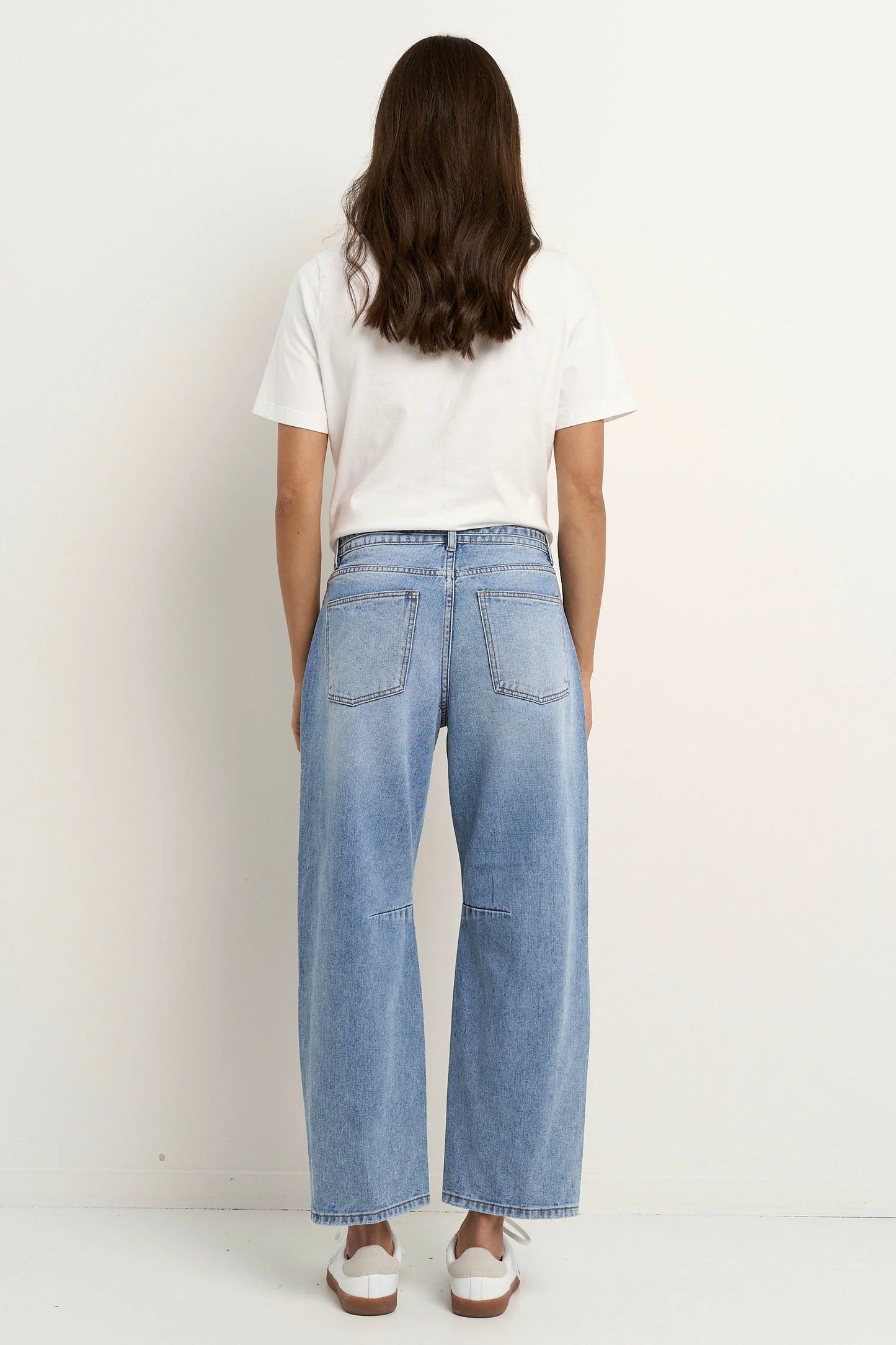 Campus Light Blue Tie Waist Barrel Jeans
