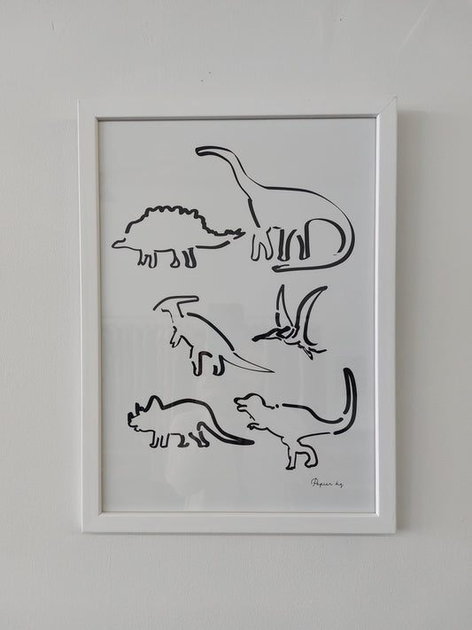 Dinosaur Print - White Frame