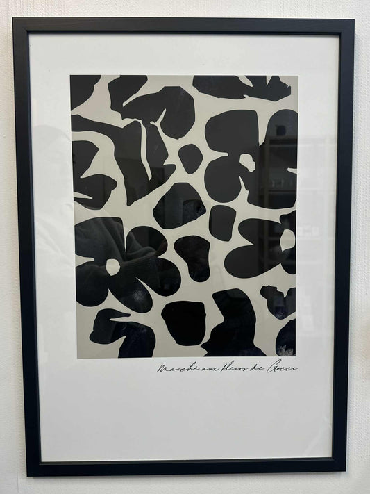 Navy Gucci Flower Print - Black Frame