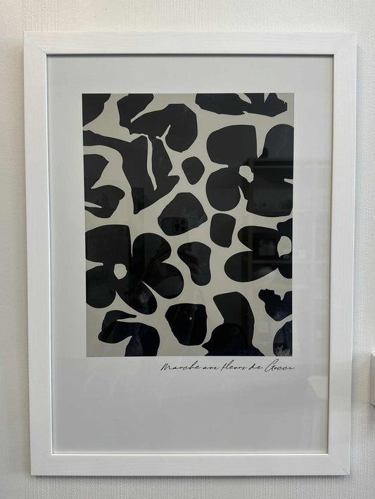 Navy Gucci Flower Print - White Frame