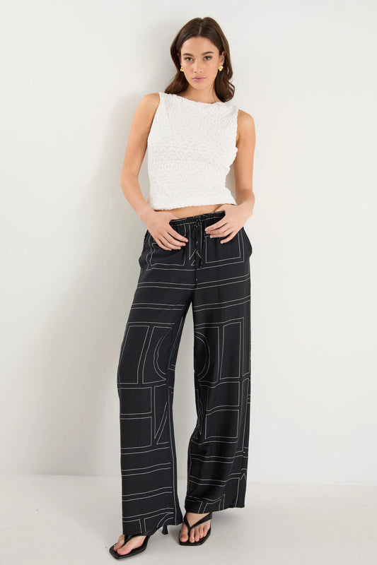 Clever Black Lines Wide Leg Pants