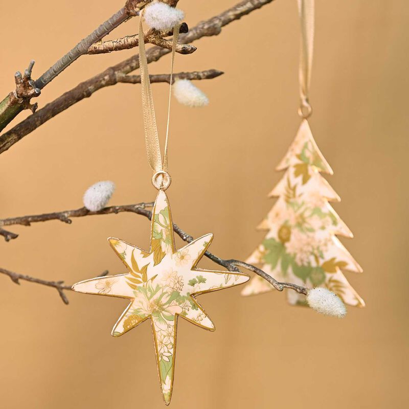 Gold and Green Hanging Tree and Star Set