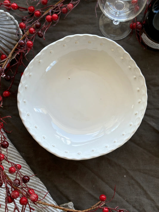 Beaded Serving Bowl – White