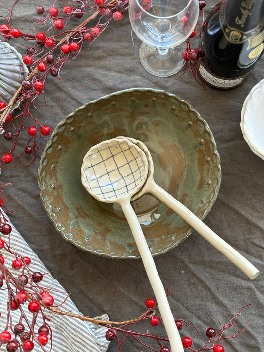 Beaded Serving Bowl – Green