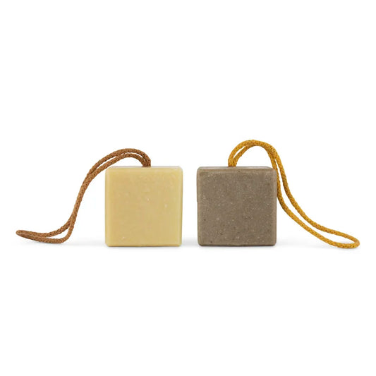 Duo Soap-on-a-Rope - Hydrating Egg Yolk / Walnut Coffee Scrub