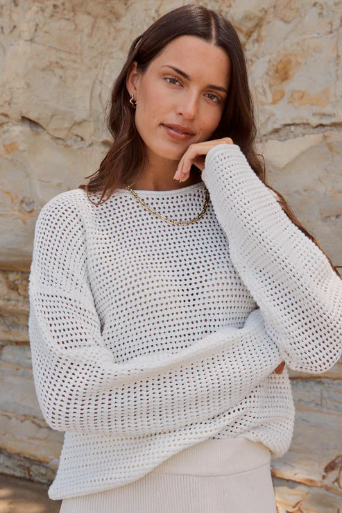 Dawn Crochet Knit Jumper - Ivory