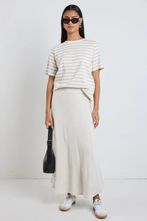 Lagos Natural Linen Bias Cut Maxi Skirt