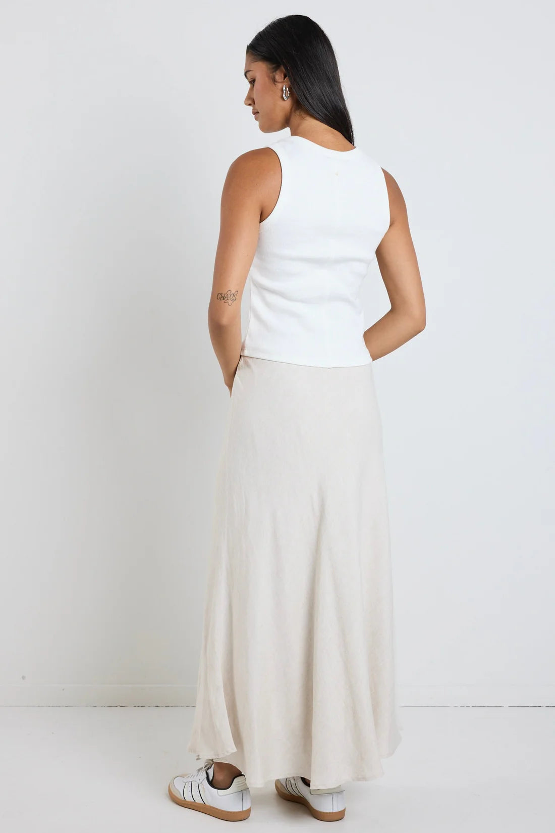 Lagos Natural Linen Bias Cut Maxi Skirt