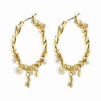 Ana Pearl & Crystal Hoop Earrings - Gold Plated