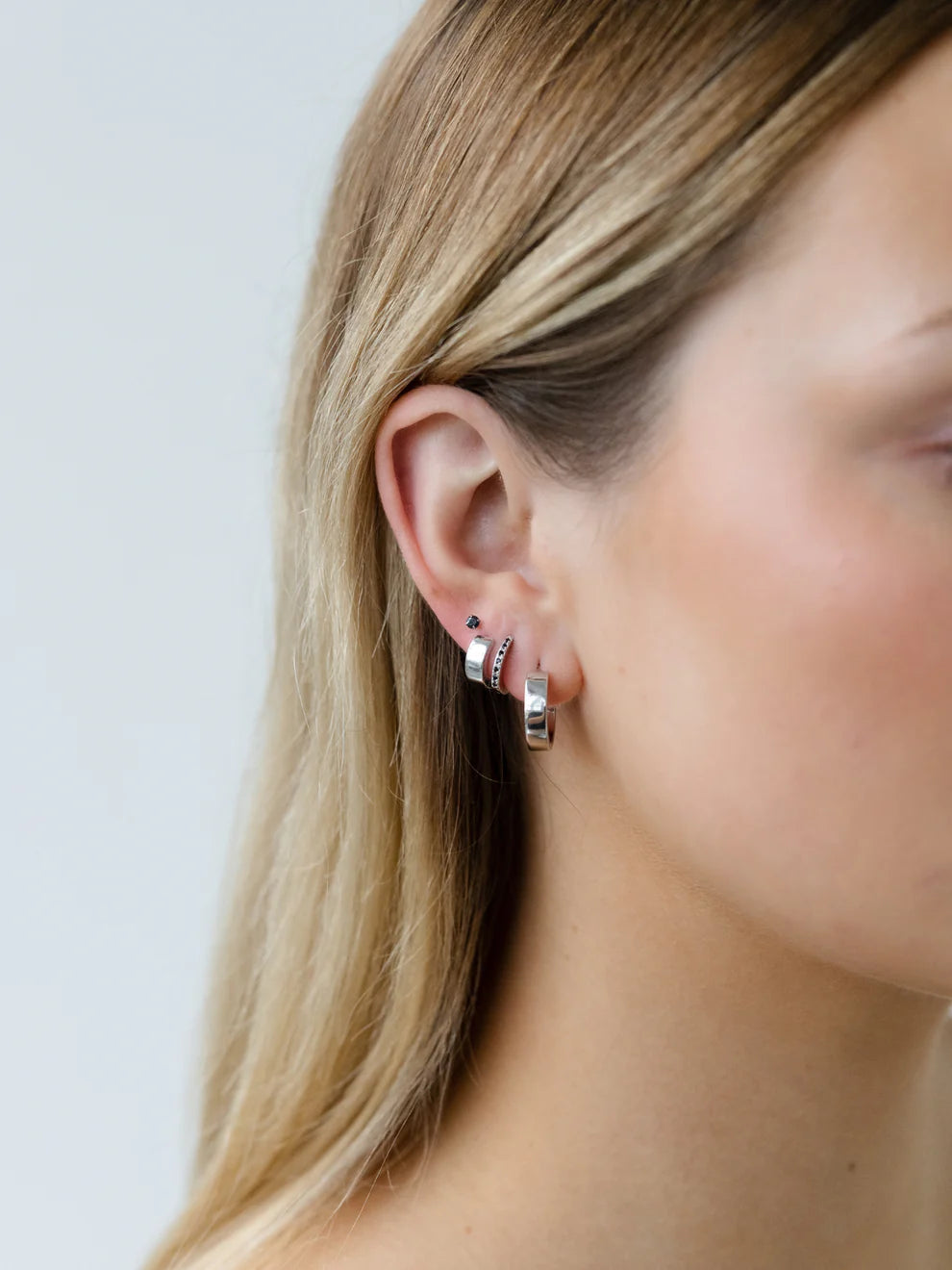 Black Mini Rock Huggies - Gold