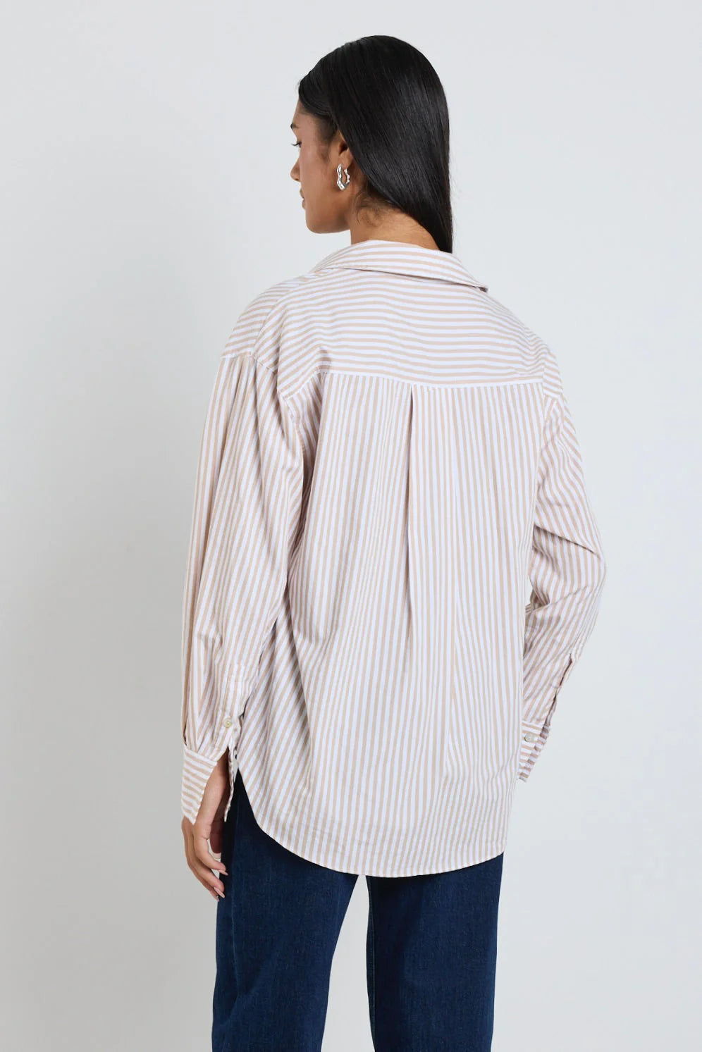 You Got This Poplin Oversized Shirt - Ecru Stripe