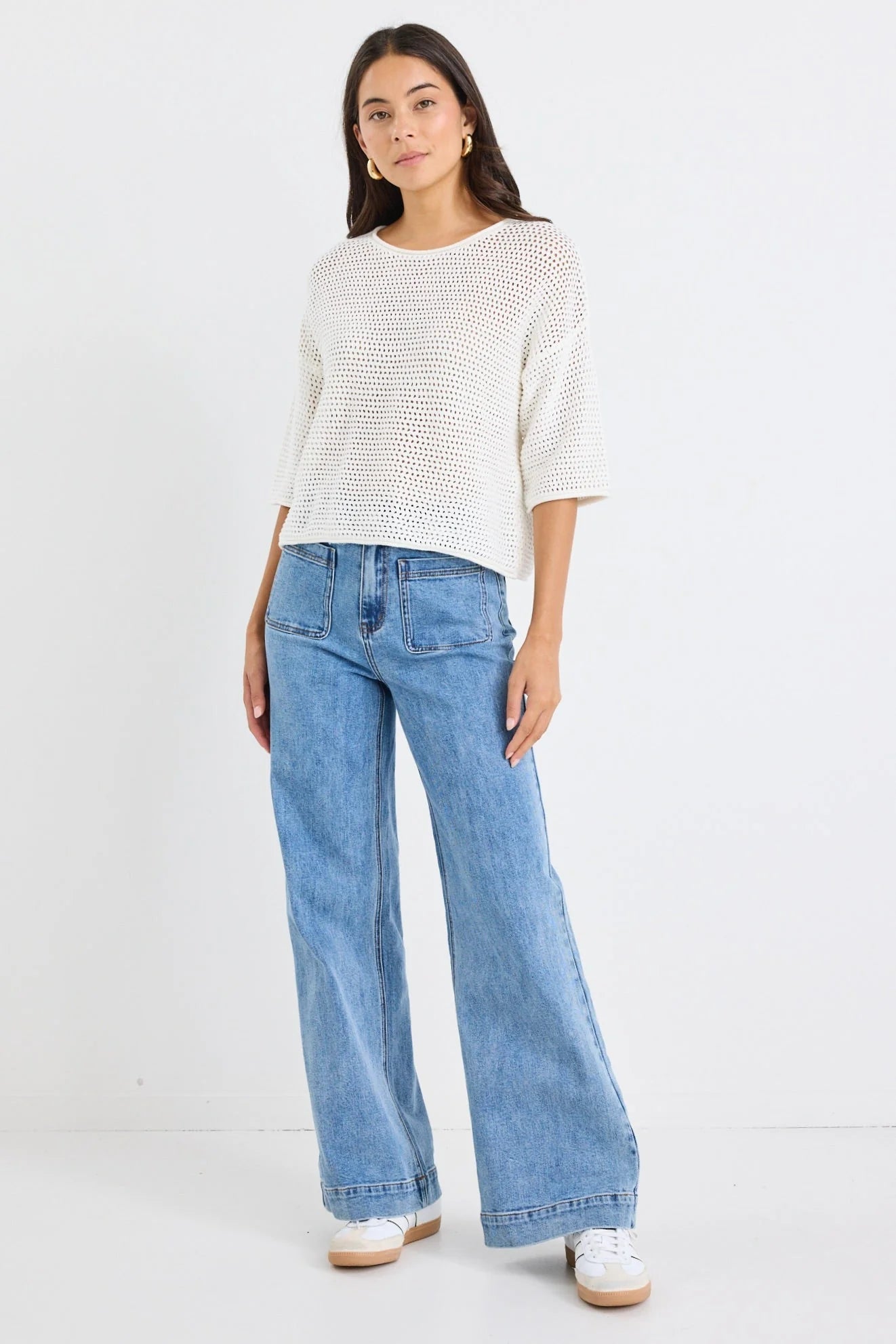 Sunrise Ivory Short Sleeve Crochet Tee