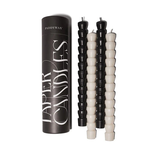 Black & White Taper Candles - 4 Pack
