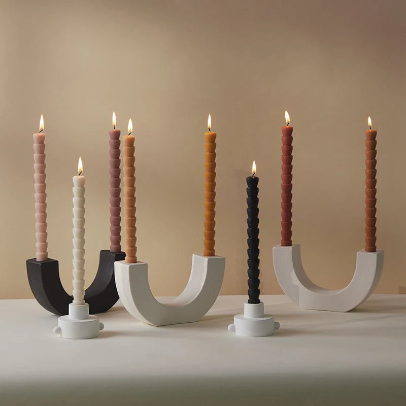 Black & White Taper Candles - 4 Pack