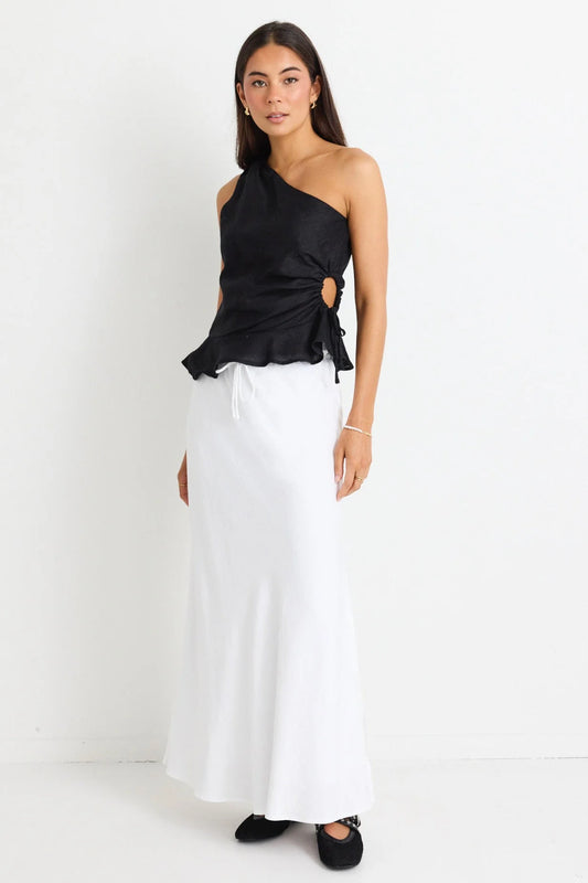 Summit Tie Waist Bias Maxi Skirt - White