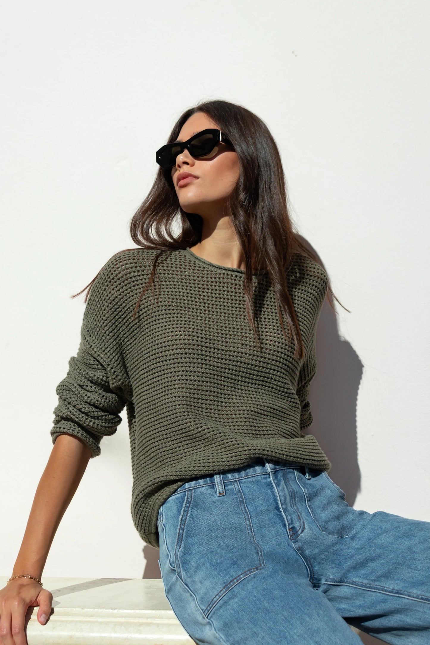 Khaki Crochet Knit